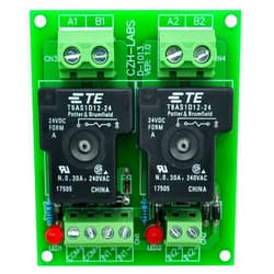 Electronics-Salon CZH-Labs 24V Passive 2 SPST-NO 30Amp Power Relay Module Board.