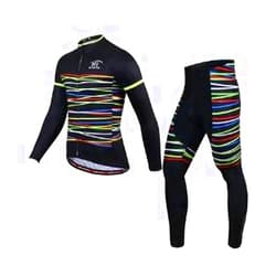 GJSYC Men's Long Sleeve Cycling Jersey Set Autumn Winter Thermal Fleece Sportswear Windproof Coat with 3D Gel Padded Pants Trousers Tights Riding Wear for Outdoor Sportswear Bike MTB Y-2,Black,S