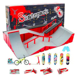 BCY hohipi Finger Skateboard Park Kits (9 in 1),Finger Skateboard Ramp Set with 5 Fingerboards, Finger Scooter,Finger Bike,Finger Skateshoes and Finger Pants,Skateboard Toys Christmas Birthday Gift for Kids