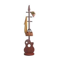 AAMNA Guitar Shape Wood Coat Rack Modern Creative Coat Stand with 8 Hooks for Coats Hats Scarves Clothes Handbags