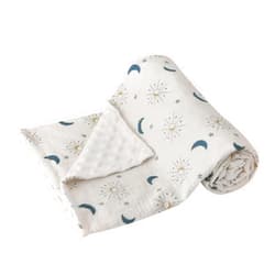 DaysU Baby Blankets Unisex with Muslin Cotton Front and Dotted Fleece Back, Silky Micro Super Soft Plush Newborn Baby Blankets for Boys Girls, Bed Blanket Bed Throws, Star Moon, 30x40 inches
