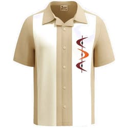 Bowling Concepts Designs Lucky Paradise Mens Short-Sleeve Embroidered Camp Shirt, Vintage Cuban Style Button Down Bowling Shirt, Guayabera ~ Bahama
