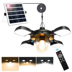 Aqonsie Solar Shed Light Indoor Outdoor Day & Night Work Pendant Light with 5 Lighting Modes & 2 Timers, Cool/Warm LED Color, 192LED Solar Indoor Lights with 2 Sensors & Remote for Shed Gazebo Garage