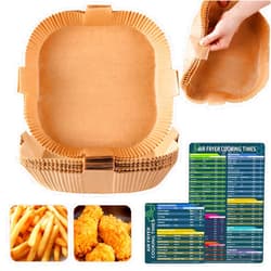 Gropecan Air Fryer Disposable Paper Liner, Square Parchment Insert Non-Stick, Baking Food Grade Sheet for Aifryer Basket, Oven, Pan, Oil-proof, Water-proof, Papel Para Freidora De Aire(50PCS 6.3 Inch Natural)