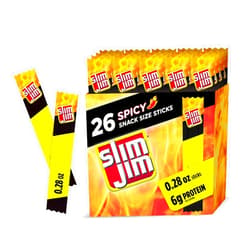 Slim Jim Smoked Meat Sticks, Spicy Flavor, 6g Protein Per Serving, Snack Size, Easter Basket Stuffer for Men, 0.28 oz. (26 Count)