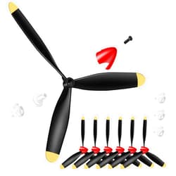 Outus 6 Sets Spare Rc Plane Propellers 3 Blade Propeller Compatible with P40 Fighter Remote Control Plane 761-13 Radio Controlled Airplane Carbon Fiber Nose Cone with Savers and Adapters