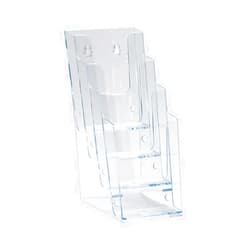 Azar Displays 252388 Clear Four-Tier Tri-Fold Brochure Holder, Acrylic Boxes for Display - Table Menu Holder Stands (4.25” W by 6” D by 10” H) - Tabletop Pamphlet Holder, 2-Pack