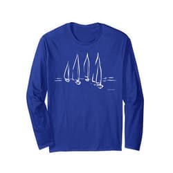 Sojourners Emporium Sailboat Collection Sailboats on Open Water Nautical Theme Sailing Boating Long Sleeve T-Shirt