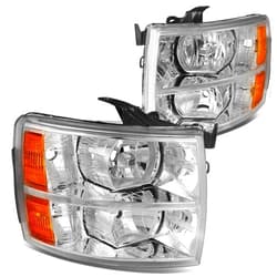 DNA MOTORING HL-OH-CSIL07-CH-AM Pair of Chrome Amber Headlights Compatible with 07-13 Silverado 1500/07-14 Silverado 2500 HD 3500
