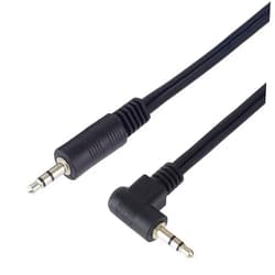 PremiumCord Stereo Jack Cable 5 m 3.5 mm Stereo Jack Male to Male 90° Aux Headset Audio Connection Cable for TV Mobile Phones MP3 HiFi Shielded Colour Black