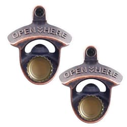 HAIICEN Vintage Wall Mount Beer Bottle Opener with Magnets Copper, Stainless Magnetic Screw on Beer Cap Opener Rustic for Table (Pack of 2)