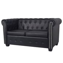 TREATLIFE HOME Chesterfield Sofa, Classic Tufted Couch, Elegant Sleeper Sofa, Plush Upholstery for Living Room or Bedroom, Vintage Design, Comfortable Seating, Timeless Living Room Furniture, Black