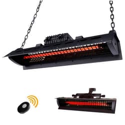 Star Patio Electric Patio Heater with Remote, Outdoor Wall Mounted & Ceiling Patio Heater, Outdoor Heaters, Hanging Patio Heater, Industrial Black, STP2020-A-RM NEW2