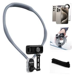 TELESIN° Neck Phone Holder POV/Vlog Neck Mount for Phones with Phone Clip, Hands Free Phone Neck Holder w Chest Strap Neck Selfie Mount Video Recording for iPhone Samsung Google Pixel and All Phones