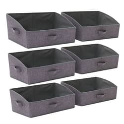 TENABORT 6 Pack Trapezoid Large Foldable Closet Storage Bins with Handle, Fabric Storage Organizer Cube Colth Containers Linen Box Shelf Baskets for Clothes Clothing Shelves Wardrobe