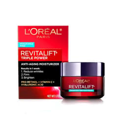 L'Oréal Paris L'Oreal Paris Revitalift Triple Power Anti-Aging Face Moisturizer, Pro Retinol, Hyaluronic Acid & Vitamin C, Reduce Wrinkles, Fragrance Free 1.7 Oz