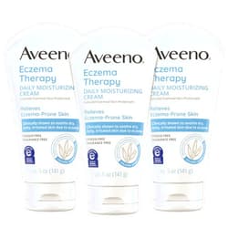 Aveeno Eczema Therapy Daily Moisturizing Body Cream for Sensitive Skin, Soothing Eczema Relief Cream, Colloidal Oatmeal & Ceramide for Dry & Itchy Skin, Steroid- & Fragrance-Free, 5 oz, Pack of 3