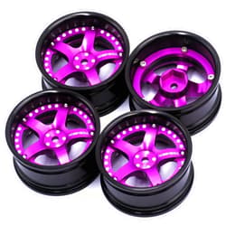Hobbysoul 4pcs RC 1/10 Aluminum Wheel Rims Hex 12mm Adjustable Offset Rims Fit for 1:10 RC On Road Drift Touring Car Tyres (Purple & Black Color)