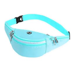 WUHBJJXY Premium Large Fanny Pack with 5-Zipper Pockets,Travel waist Bag,First aid bag,Running Fanny pack,Sport Waist bag,Lightweight,Waterproof (Light blue)