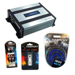 Harmony Audio HA-A400.1 Car Stereo Class D Amp Mono Subwoofer Amplifier Bundle with Harmony Audio HA-AK4 Amp Kit and Ring/Battery Terminals