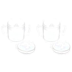 Sammons Preston Independence Two-Handled Cup, for Hot or Cold Beverages, Translucent Polypropylene with Two Lids, BPA Free Mug, 8 Ounces (Pack of 2)