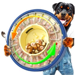KADTC 5-60 Min Adjustable Slow Feeder Bowl for Fast Eaters, Spinning Dog Puzzle Feeder, Anti-Gulping Interactive Food Dispenser, 4-Cup Capacity, Mental Enrichment Treat Toy