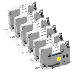 Timorn Label Maker Tape 12mm 0.47 White Replacement for Brother TZ TZe-231, Laminated Black on White Labels Refill Compatible with P Touch PT-D210 D220 H110 D200 D400 6 Pack