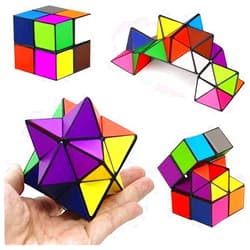 SHONCO Magic Star Cube,SHONCO 2 in 1 Combo Infinity Cube Toy Transforming Geometric Puzzle 3D Assembly Fidget Stress Anxiety Relief Magic Puzzle Cubes for Kids and Adults