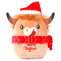 InIsaJace Highland Cow Plush - 10 Inches Cute Stuffed Animal with Santa Hat - Merry Christmas Party Plushie Gift for Kids