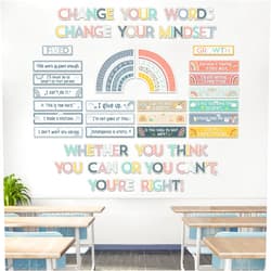 Pajean 38 Pcs Rainbow Growth Mindset Posters Bulletin Board Set Inspirational Poster Positive Sayings Accents Set Rainbow Motivational Posters for Teacher Student School Classroom Decor