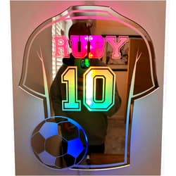 Kiparfod Custom Soccer Jersey Neon Signs for Wall Decor Personalized Name Number Soccer LED Mirror Light Up Sign for Boys' Bedroom Bar Man Cave Decor, Dimmable Neon Light for Kids Friends Birthday Gifts