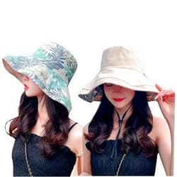 Axdt Foldable Reversible Women's Sun Hat Bucket Hat UV Protection Summer Beach Hat