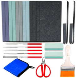 Sakolla Resin Polishing Kit - 24 PCS Resin Supplies Casting Tools Set with Sandpaper, Resin File Kit, Polishing Strips Blocks, Scissors, Wooden Brush, Cloth for Epoxy Resin, Jewelry Making Supplies