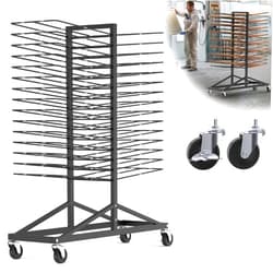 Vazcor Paint Drying Rack,30-Tier Heavy-Duty Steel Drying Painting Rack for Cabinet Doors, Drawer Fronts & Trim, Lockable Wheels, Space-Saving Rack for Paint Shops & Woodworking