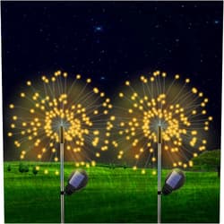 Ciwich 2 Pack Solar Firework Lights - Solar Garden Lights with 8 Modes, 120 LED Waterproof DIY Outdoor Decor, Solar Lights for Garden Court Holiday Parties(Warm White)