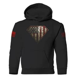 Grunt Style Super Patriot Unisex Youth Hoodie (Large, Black)