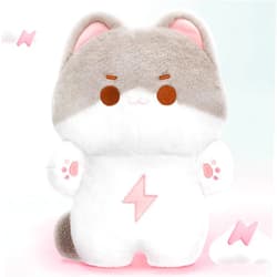 Mewaii Gray Cat Plush Toys, Kawaii Cat Stuffed Animals Squishy Doll, Cute Cat Plushie Pillow, Kitten Kawaii Plush Throw Pillow Toy Gift for Girlfriend (18 Inches)