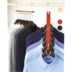 MORALVE Space Saving Hangers for Closet - 4 Pack European Beechwood Shirt Organizer with 360° Swivel Hook - Collapsible Clothes Hangers for Space Saving and Closet Organization