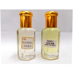Dimraj Creations PDTXCLS Dimraj Creations Sandal (Chandan) and Rose (Gulab Fasli) Attar/Ittar Concentrated Perfume Oil - 10+10 ml Sandal Aroma with Rose Fragrance
