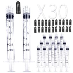 Foosi 30 Pack Luer Lock 3ml Syringe Without Needle Plastic - Syringes for Glue Syringe and Liquid (3ML)