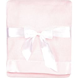 Grehge UniBabe Thermal Waffle Weave Baby Blanket with Satin Nylon Trim (Pink), Oversized