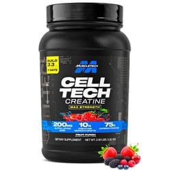 MuscleTech Creatine Monohydrate Powder Cell-Tech Creatine Post Workout Recovery Drink Muscle Builder For Men & Women Muscle Building Supplements Fruit Punch, 3 lbs (27 Serv)