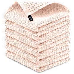 Zulay Kitchen Towels 6 Pack 100% Cotton Waffle Weave - 12x12” Super Absorbent Dish Towels for Kitchen - Reusable Kitchen Towels for Washing Dishes, Household Cleaning, Commercial Use (Beige) 6-Pack 12