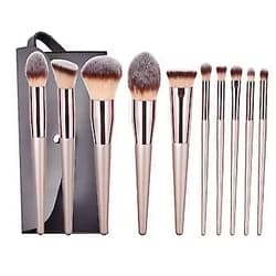 Generic HIS J Makeup Brush set 10 Pcs Powder Contour Eye shadows Blush Blending Makeup Brushes w/black case