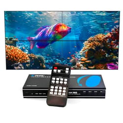 OREI 4K 2x2 Video Wall Controller with HDMI and USB-C inputs, 4K@60Hz Resolution | 180° Rotation, RS-232, and Audio Extraction