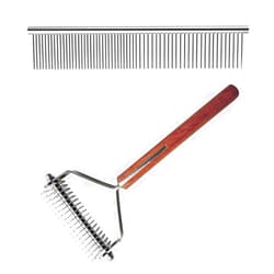 Zemat Undercoat Rake For Dogs & Cats - Pet Deshedding Brush Suitable For Small And Medium Dogs，Stainless Steel With Wooden Handle, Made In Germany (brown)