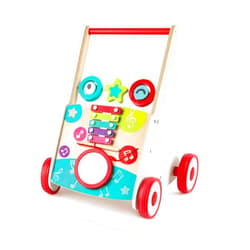 Hape Wooden Push and Pull Music Learning Walker| Multiple Activities Center for Toddlers Ages 10 Months and Up