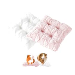 Meow&Woof 2 Pack Washable Guinea Pig Bedding Mats - Soft Fleece Pad for Bunny, Rat, Hedgehog, and Chinchilla - Reusable Hasmter Bed and Accessories for Small Animal， 9.8' x 9.8' Pink and White