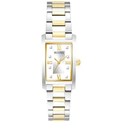 Bulova Ladies' Classic Diamond Two-Tone Stainless Steel 3-Hand Quartz Watch, Rectangle
