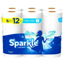 Sparkle Pick-A-Size Paper Towels, 6 Double Rolls = 12 Regular Rolls, Everyday Value Paper Towel With Full And Half Sheets